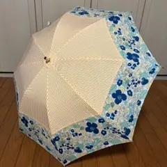 リトルノア・ 晴雨兼用傘パラソル 綿100%【花柄ストライプ】UV加工紫外線のサムネイル