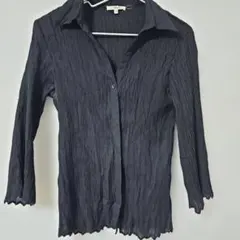 レア品★NICOLA 黒 【M】サイズ しわ加工シャツ、透け感。