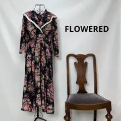 4018【コットンフリーサイズ】花柄　ロングワンピース