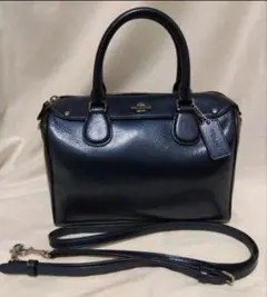 COACH 2WAYバッグ サッチェル ショルダー ミニボストン ダークネイビー