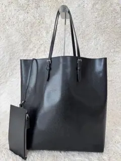 サンローラン トートバッグ A4収納 肩掛け レザー 黒　ポーチ付き