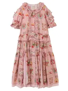 【タグ付】PINKHOUSEチェリープリントパッチワーク風ワンピースピンクハウス