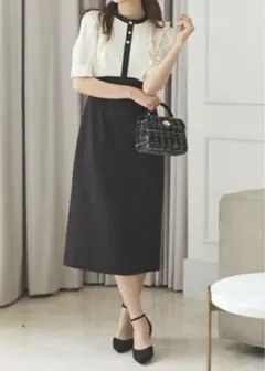 プロポーションボディドレッシング　バイカラーラッフルタイトワンピース　XS