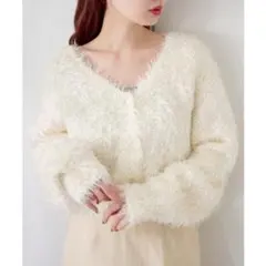 【新品】Kastane カスタネ グロスシャギーカーディガン ニット アイボリー