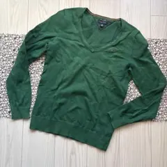 TOMMY HILFIGER トミーヒルフィガー Vネック ニット グリーン M