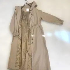 And Couture（アンドクチュール)フード付きロングブルゾン　ベージュ　Ｍ