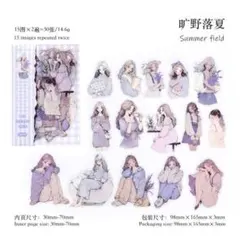 【同梱価格170円】　パステルカラーな少女のPETシール　コラージュ素材　E