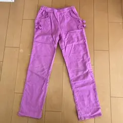Moujonjon ピンク リボン付きロングパンツ