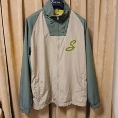STUSSY ナイロンジャケット Sロゴ ベージュ カーキ