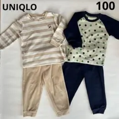 ユニクロ　フリースパジャマ上下　2枚セット　100 プーさん　星　秋冬