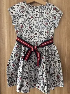 petit batou 花柄半袖ワンピースストライプベルト付4ans/104cm