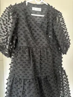 ZARA 128cm ブラック ドット柄 ワンピース