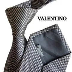 訳ありVALENTINO ヴァレンティノ　黒　グレー　千鳥チェック柄 ネクタイ