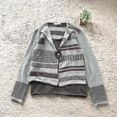 【EVALINKA】デザインニットトップス 長袖 重ね着風 プルオーバー ウール