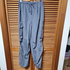 グレー カーゴパンツ ウエストゴム
