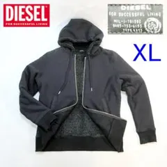 DIESEL ディーゼル ダブルジップアップ パーカー 裏ボア 黒 XL