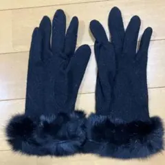 手袋　ファー付き　黒