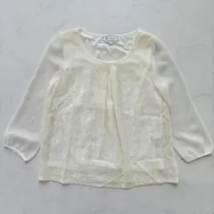 【美品】ROPE PICNIC ブラウス レース 七分袖 38（D855）