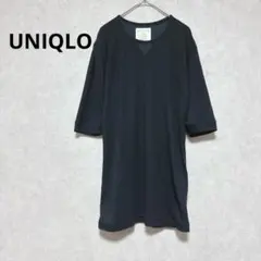 ユニクロ　半袖Tシャツ　オリジナルウオッシュ　ワッフル素材　ブラック　M