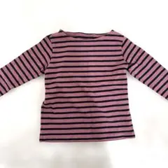 長袖カットソー 110 ピンクとネイビーのストライプユニクロ