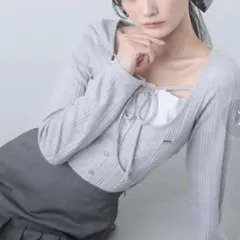 マジスティックレゴン リボンレイヤードライクトップス グレーのサムネイル
