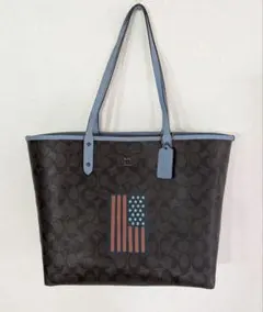 USED コーチ Coach リバーシブルトートバッグ アメリカ国旗 ややキズ