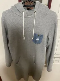Lee グレー パーカーワンピース デニムポケット付き