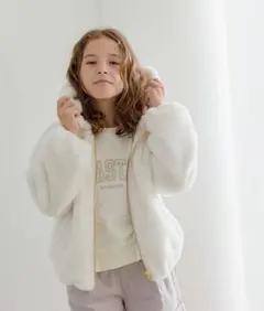 Global work 洗えるフワモコファーZIPパーカー 140