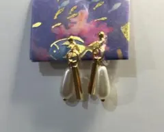 ゴールドとホワイトパールイヤリング（ハンドメイド・ピアスへの変更可能）