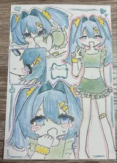 ポストカード 手描きオリジナルmin.イラスト 女の子 ‪ ·͜