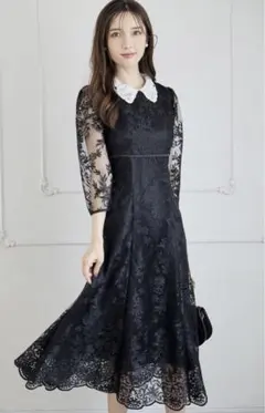 新品未開封＊トッコ　取り外し2way襟バックレースアップフラワーレースワンピース