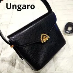 美品✨2wayウンガロ　ハンドバッグ ショルダー　レザー　本革　型押し黒