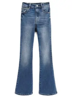 【新品タグ付き】ハイウエストフレアデニムパンツ［cu498］ブルー　S GRL