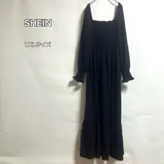 SHEIN 黒ロングワンピース 1XLサイズ　長袖　スクエアネック