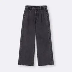 GU デニムタックトラウザー ダークグレー　Sサイズ