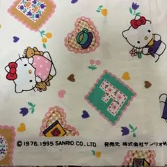 平成　レトロ　サンリオ　キティ　1995 布　ハギレ　生地　ABC クマ　リボン