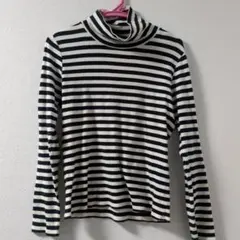 ユニクロ　ストライプ タートルネック 長袖 Tシャツ Lサイズ