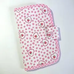 【ハンドメイド】お薬手帳ケース、母子手帳や通帳入れなど 花柄 いちご