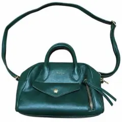 ミニボストン 2way ショルダーバッグ グリーン ゴールド金具