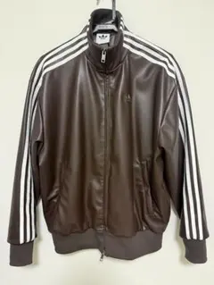 激レア！adidasレザートラックジャケット フェイクレザー アディカラー スリーストライプス ルーズ ファイヤー