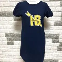 美品【BEAMS BOY 】ビームスボーイ半袖 ワンピースFネイビー日本製可愛い