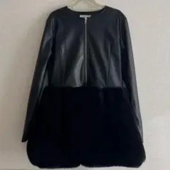 TEVALT ブラック レザー ファーコート 38