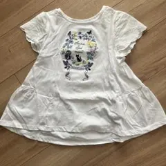 【美品】ANNA SUI mini 花と猫刺繍 Tシャツ　140cm