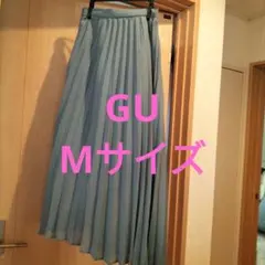 ブルーシフォン プリーツロングスカート、GU、Мサイズ