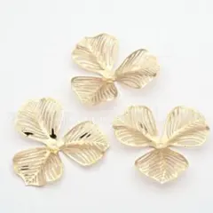 花びら ペタル 大ぶり 金属製 花形パーツ 4個セット ゴールド