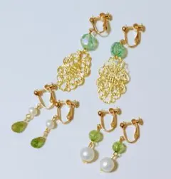 イヤリングまとめ売り　グリーン