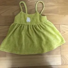 さ*ら様 ミッフィ-刺繍の黄緑色ワンピース 80