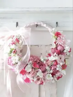 ブラッシュローズリース　ウェディングブーケ　ブートニアセット　リースブーケ