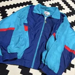 古着　90s ナイロンジャケット 青/赤 ビンテージ　配色良好　レトロ