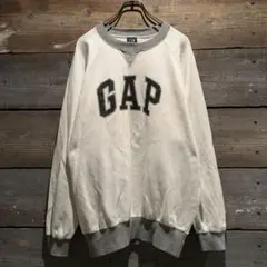 90s　OLD GAP　オールドギャップ　ラグランスウェット　前V　プリントロゴ